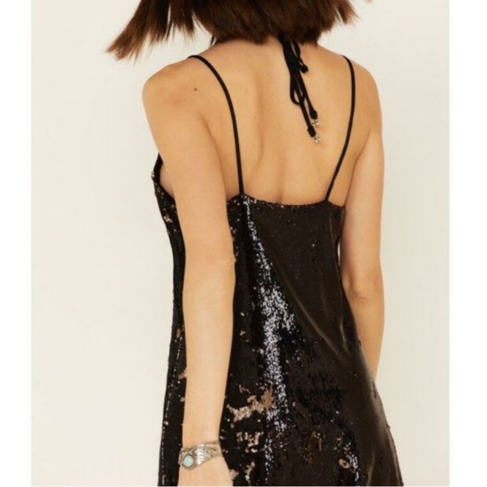 Free People - Bronze Sequin Black Mini Dress - Medium - Picture 10 of 10